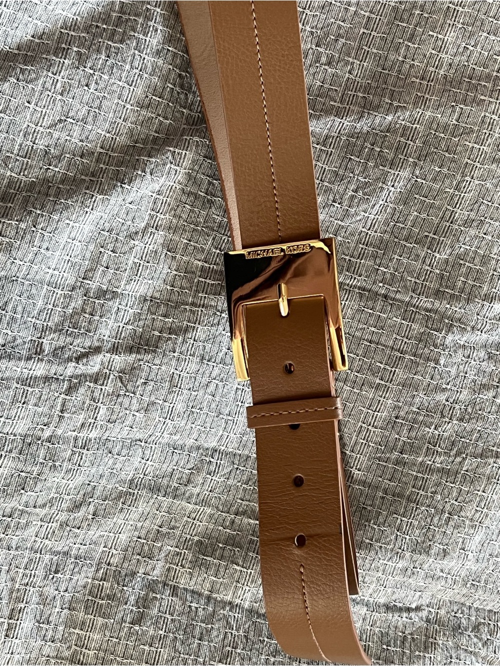 Michael Kors Tan Leather Belt with Gold Buckle